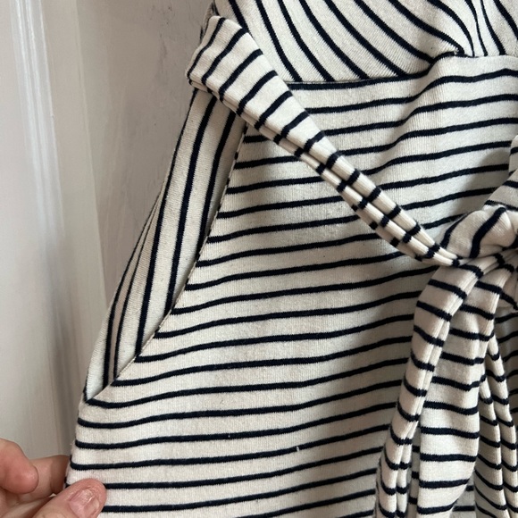 MONTEAU LOS ANGELES Nautical Dress Tie Waist A-Line Casual Blue Stripe X-Small - Picture 2 of 4